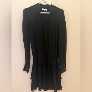 Parker Black 100% Silk Mini Dress with crystals